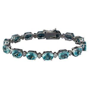 COPY - 25.75 Ct Aquamarine & Diamond 14KW Gold Bracelet